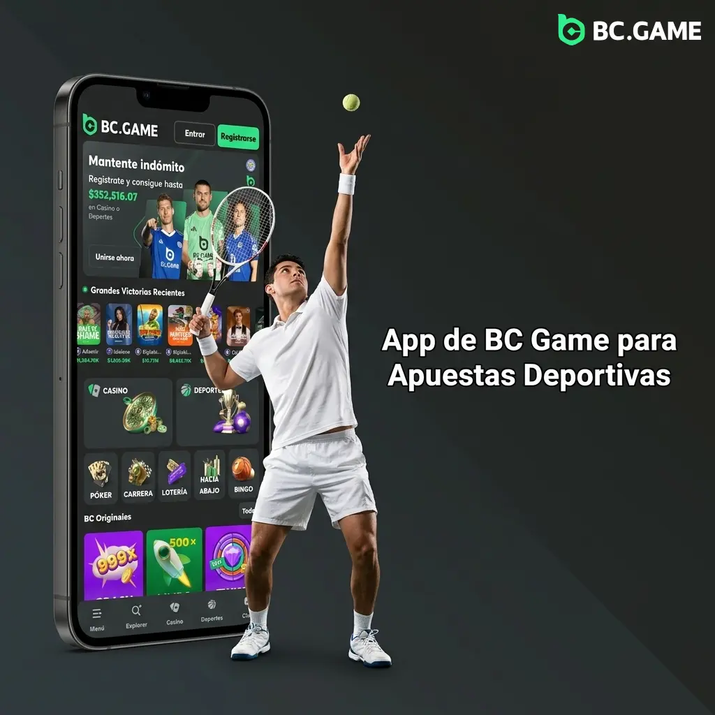 App móvil BC Game para Android e iOS con apuestas deportivas en vivo, casino, depósitos y retiros disponible en sitio oficial