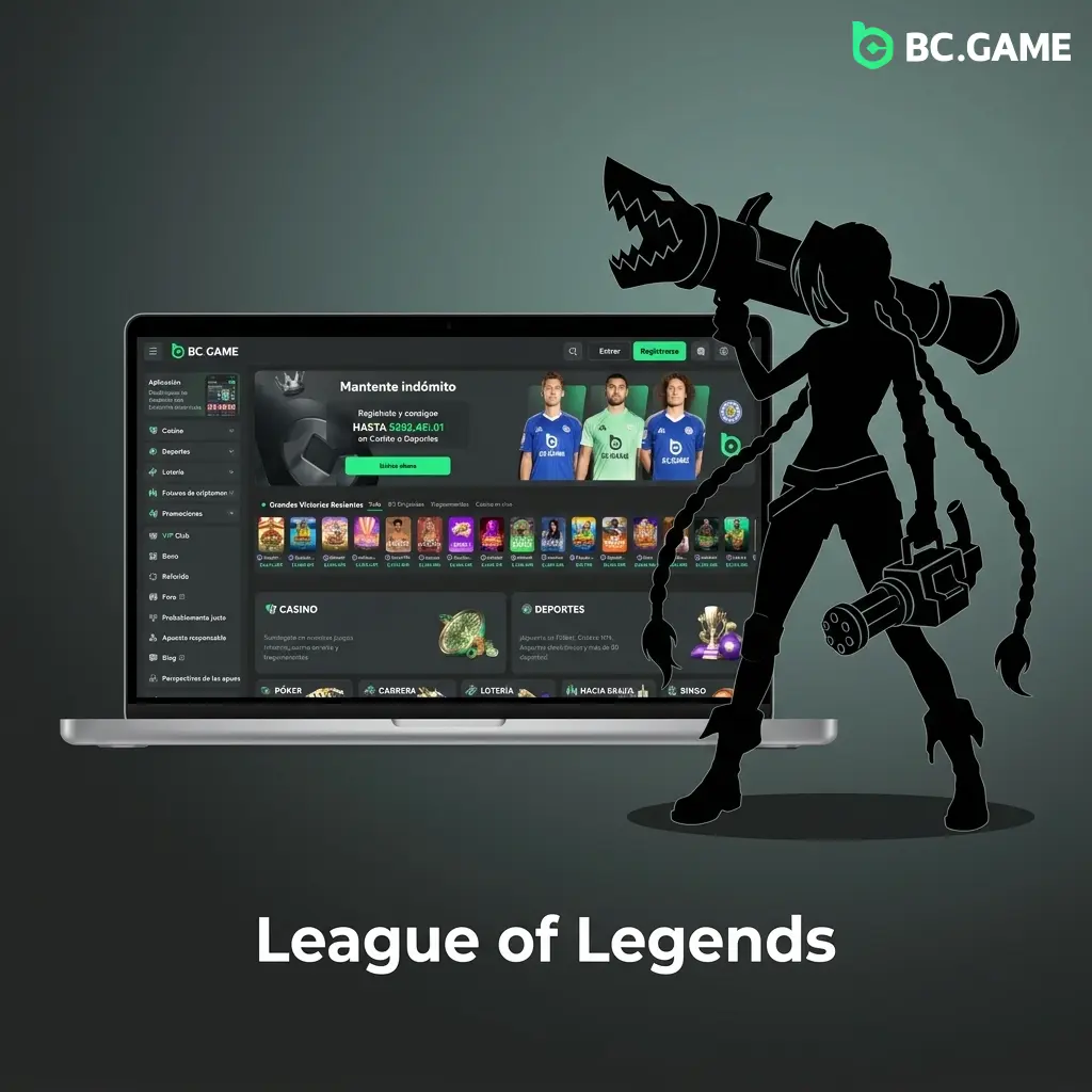 Logo de League of Legends de Riot Games, MOBA 5v5 disponible para apuestas en BC Game