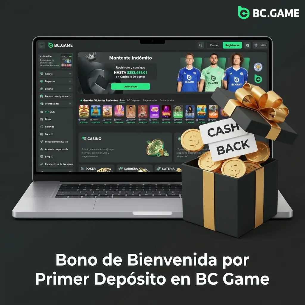 Bono de bienvenida BC Game México: 40% hasta 7,500 USD y 40 giros gratis en primeros 4 depósitos