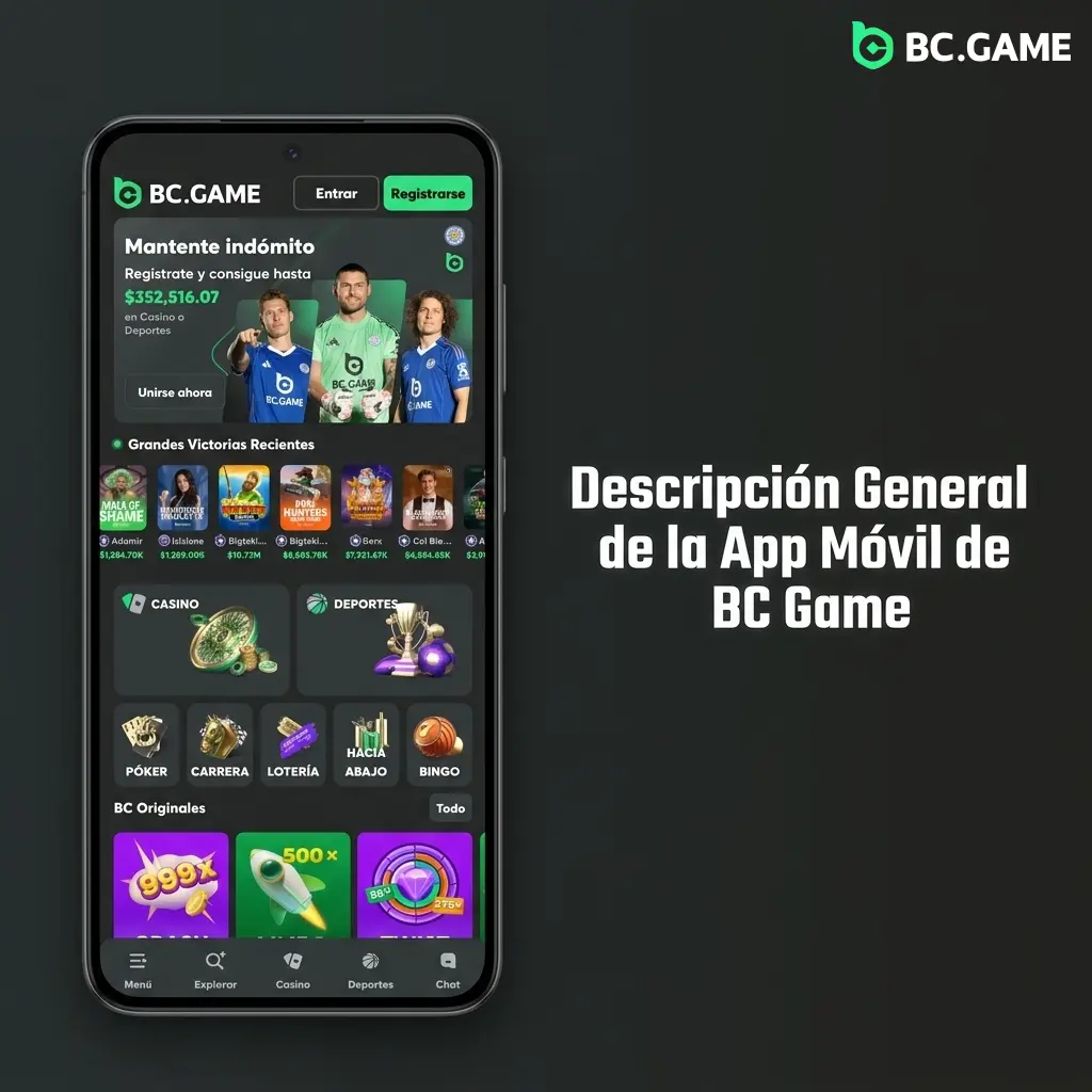 App móvil BC Game para Android e iOS con casino, apuestas, criptomonedas y funciones exclusivas como BCD y Coin Rain