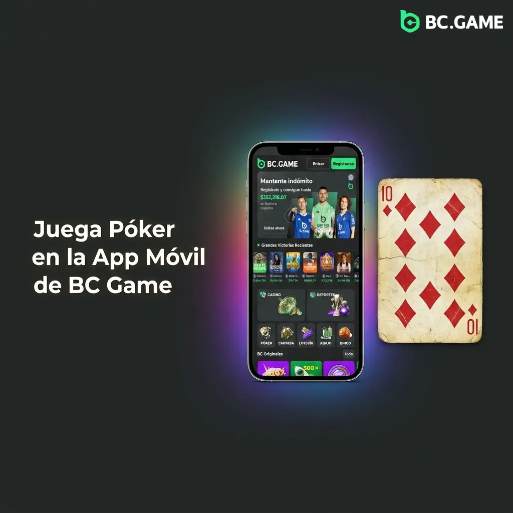 Juega póker en la app móvil de BC Game para Android e iOS con bonos de hasta 7,500 USD